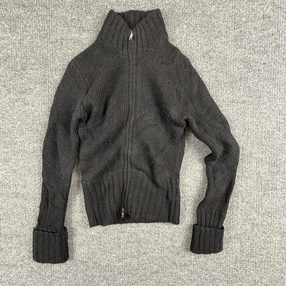 Buffalo David Bitton Sweater Womens Small Black Full Zip High Neck Wool Knit